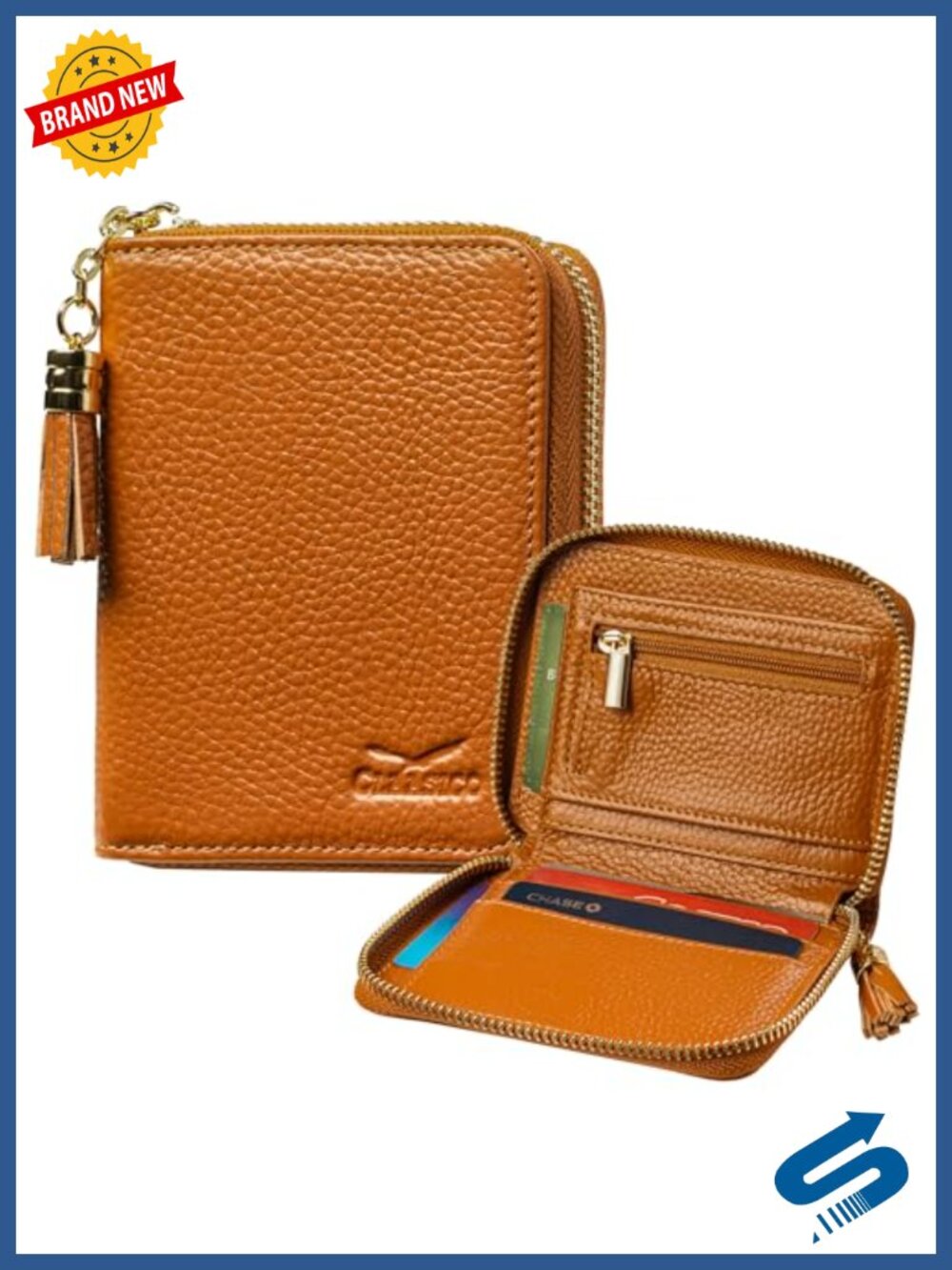 Genuine Leather Bifold RFID Blocking Wallet with Coin Zipper